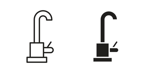 Kitchen tap icon for website, thin line icons. vector logo design