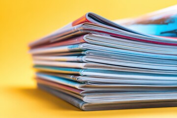 Close-Up of Magazine Stacks. A Background of Literature and Information on Paper for Business Insights