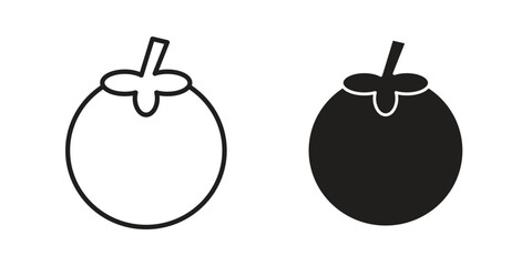 Mangosteen icon for website, thin line icons. vector logo design