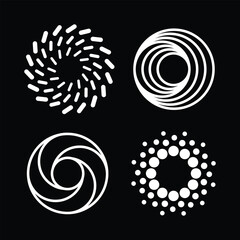 Abstract Spiral Circle Logo Set on Black Background