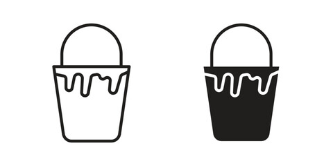 Paint bucket icon for website, thin line icons. vector logo design