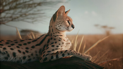 Serene African Serval at Dawn