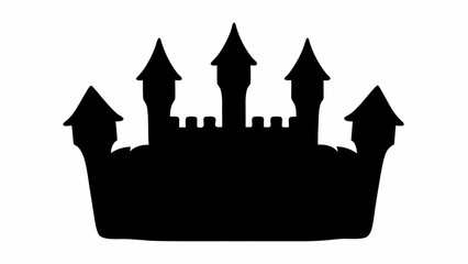 Obraz premium Fantasy Silhouette of an Iceberg Castle, Majestic Vector Fortress Art for Gaming, Winter Worlds, or Enchanted Kingdom Designs and Mystical Landscapes