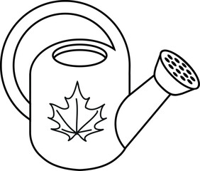 Coloring page with watering can isolated on white background