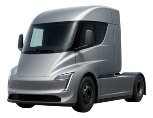 Modern electric truck cab featuring a panoramic windshield and streamlined front design.