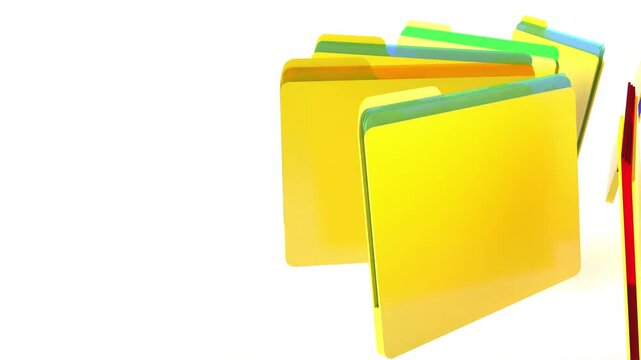 Yellow folder icon with document files inside, modern 3D design for digital interfaces and desktop applications 4k