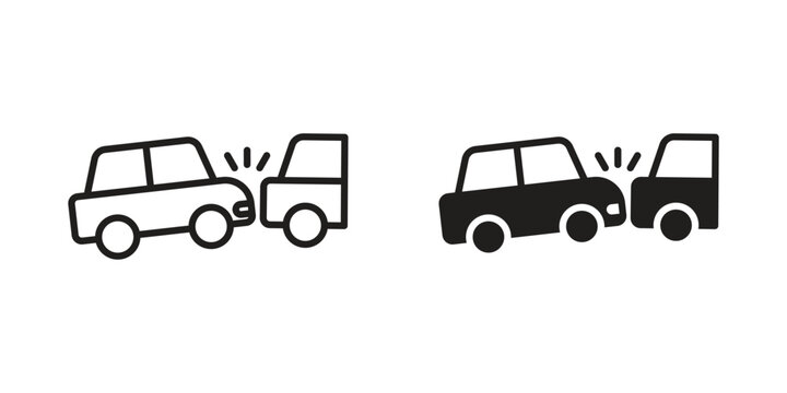 Rear end collision icon for website, thin line icons. vector logo design