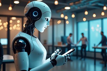 Humanoid Robot Using Smartphone in a Modern Office Environment