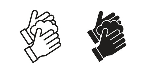 Sanitize hands icon for website, thin line icons. vector logo design