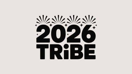 Modern 2026 Tribe logo with fireworks and starburst design elements