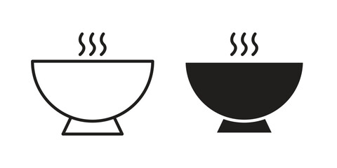 Soup icon for website, thin line icons. vector logo design