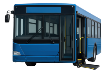 Single-deck city bus featuring a rear wheelchair lift and spacious entry doors.