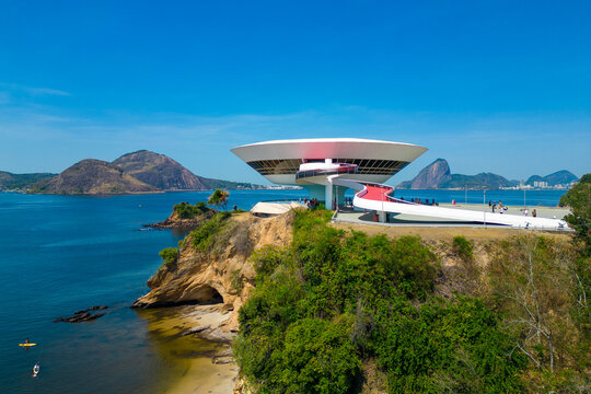 Niteroi, Brazil - September 21, 2025: Contemporary Art Museum, work of Brazilian famous architect Oscar Niemeyer.
