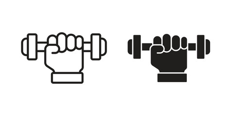 Strength training icon for website, thin line icons. vector logo design