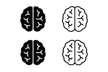 Minimalist human brain symbols for neurology, cognitive science, and mental health concepts