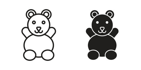 Teddy bear icon for website, thin line icons. vector logo design
