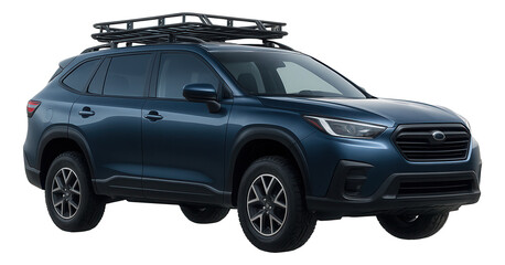 High-clearance passenger vehicle with roof rack for versatile transport.