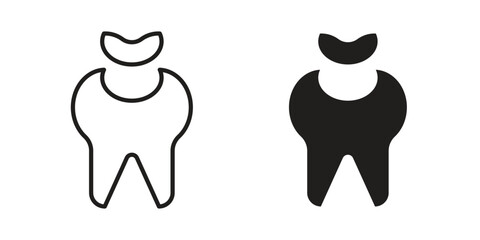 Tooth filling icon for website, thin line icons. vector logo design