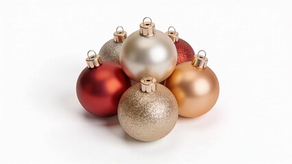 Colorful Christmas ornaments arranged in a decorative pile  