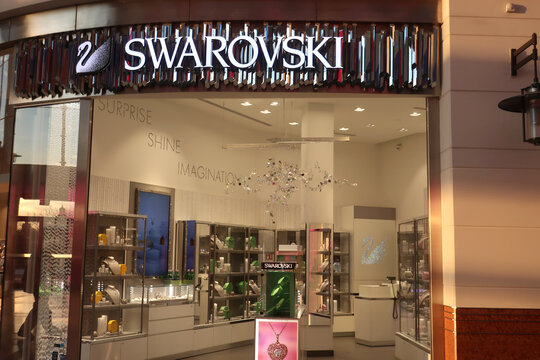 Swarovski jewelry store at Arkadia shopping mall. WARSAW, POLAND - JANUARY 30 2024