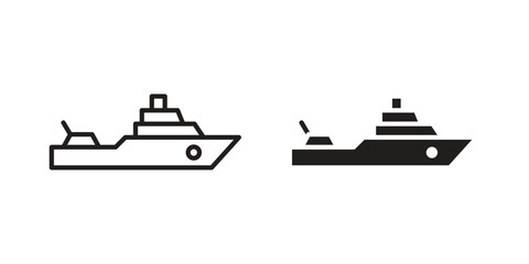 Warship icon for website, thin line icons. vector logo design © iconic