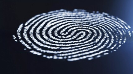 Close-up of digital fingerprint pattern on a black background symbolizing biometric security and restricted access to information