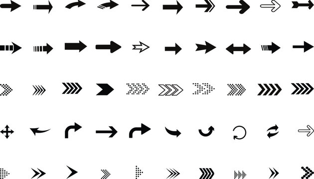  Black vector arrows collection. Arrow. Cursor. Arrow vector icon. Modern simple arrows.Vector. Arrows set.