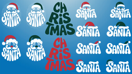 Set of Christmas lettering Santa and Christmas