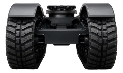 Extended track crawler with built-in mud guards for enhanced stability.