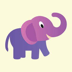 Cute Purple Elephant Icon for Kids Cartoon Safari and Zoo Animal Design