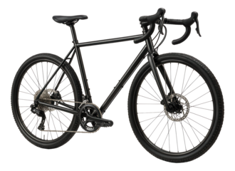 Classic diamond frame gravel bike with steel construction and disc brakes.