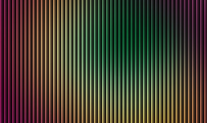 Fototapeta premium Abstract background featuring vertical ribbed texture with a smooth vibrant gradient transition across magenta orange yellow and deep green hues creating depth