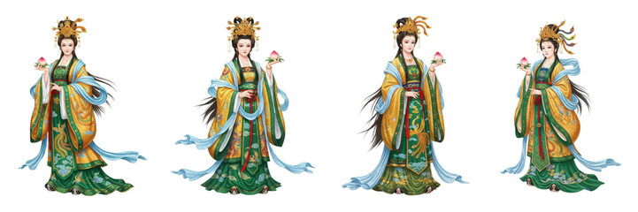 Fototapeta premium Set of Enki, Sumerian God of Water and Wisdom, with Transparent Background, png oil paint