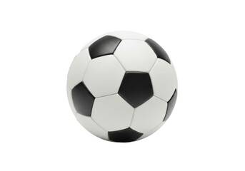 Naklejka premium Classic, worn leather soccer ball, black and white panels, hyper-realistic studio product photography against a transparent background with ample copy space. Concept of global athletic competition
