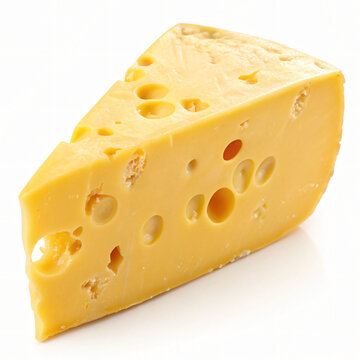 Delicious maasdam cheese block, isolated for your food designs