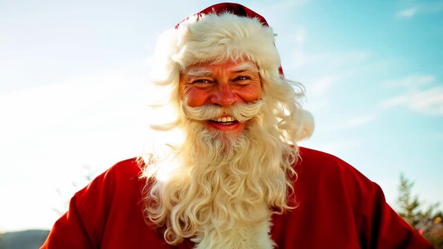 A cheerful and cunning Santa. Christmas Eve, magic and witchcraft.