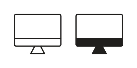 Computer screen icons. Minimal logo design element, vector illustration.