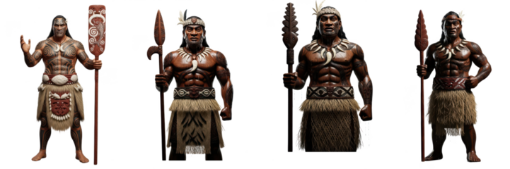 Set of Tumatauenga Maori God of War, with Transparent Background, png oil paint