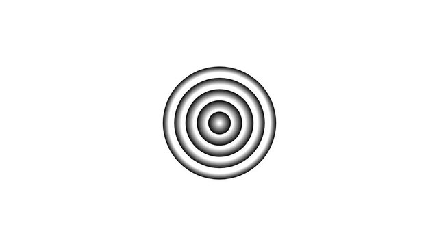 Abstract red pulse rings animation forming concentric signal waves on dark background, futuristic scanning effect for security alert systems and digital technology visuals