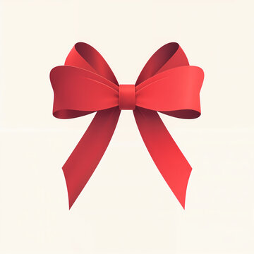 Red ribbon bow Christmas decoration isolated on white