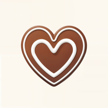 Gingerbread heart Christmas cookie isolated on white