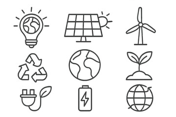 Eco-friendly Icons on Gray Background