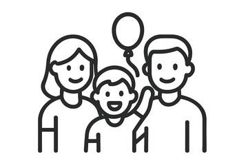Happy Family Celebration with Balloon Icon