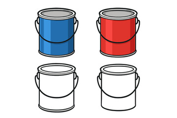 Four paint cans arranged in a 2x2 grid