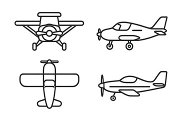 Set of four stylized airplane icons © icon_art