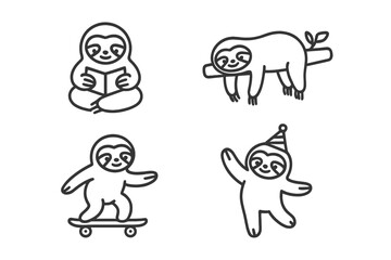 Obraz premium Cute Sloth Icons