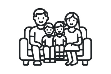 Happy family sitting on a couch icon