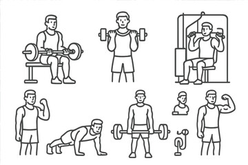 Fitness and Workout Line Icons Set