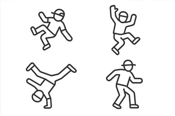 Breakdancing Dancers Icon Set