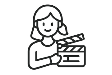 Woman holding a clapperboard icon